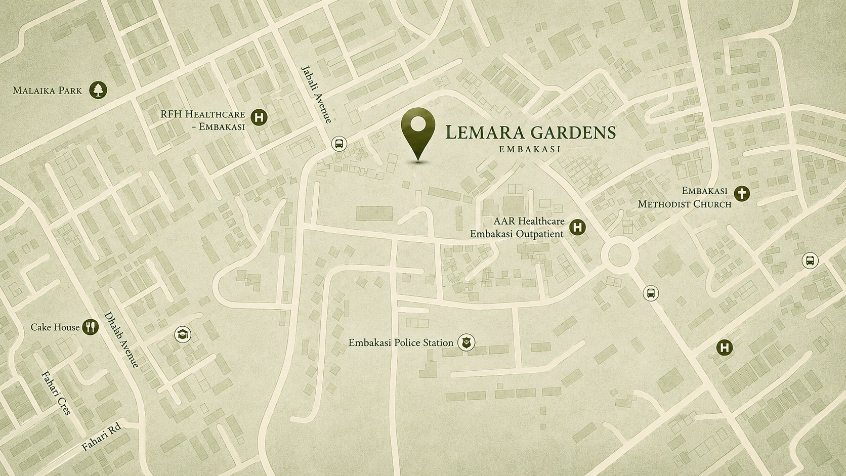 Illustrated map showing Lemara Gardens Embakasi